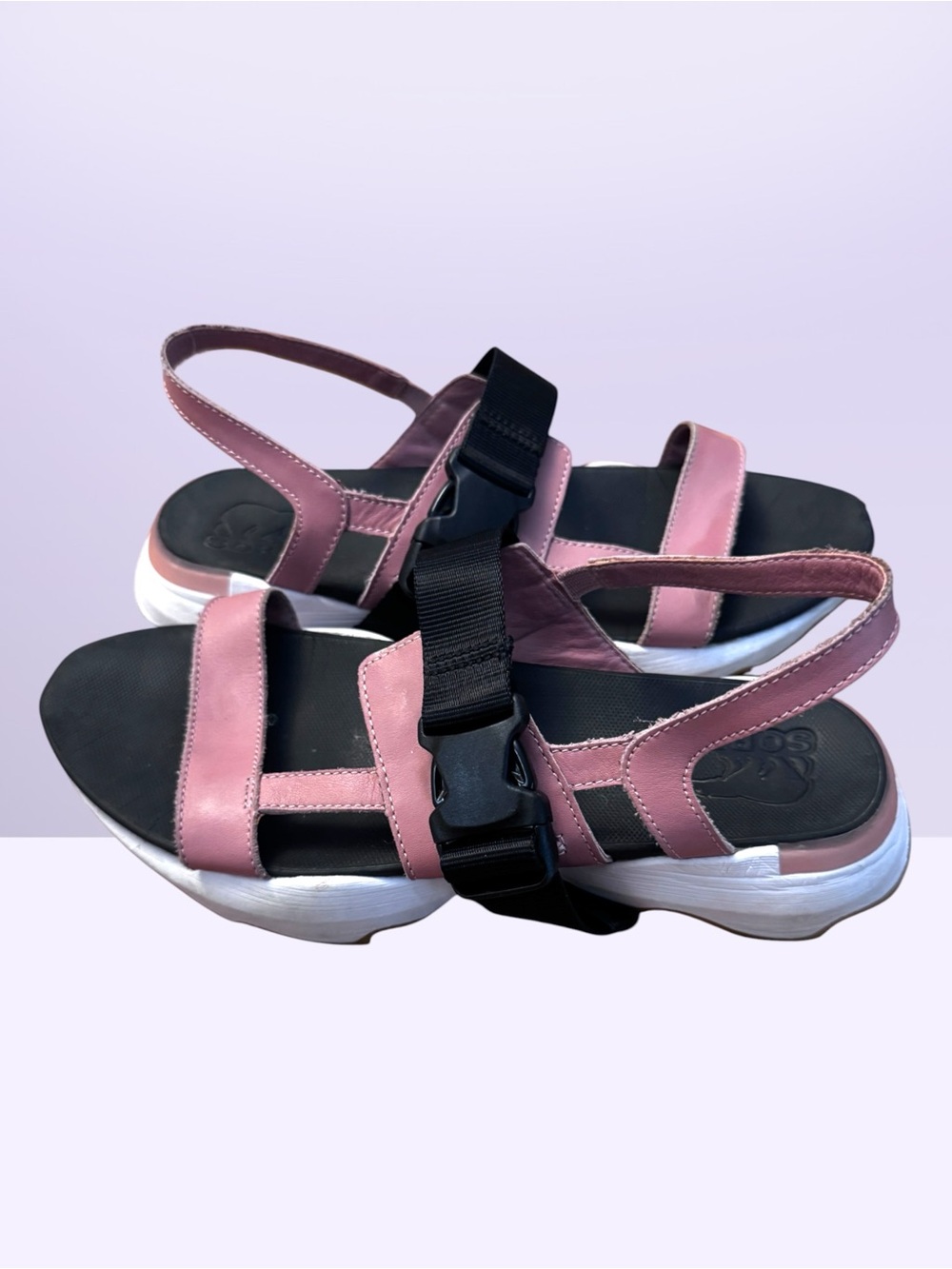 SOREL Kinetic Impact Slingback Sandals Pink Coral Black White - Size 8.5
